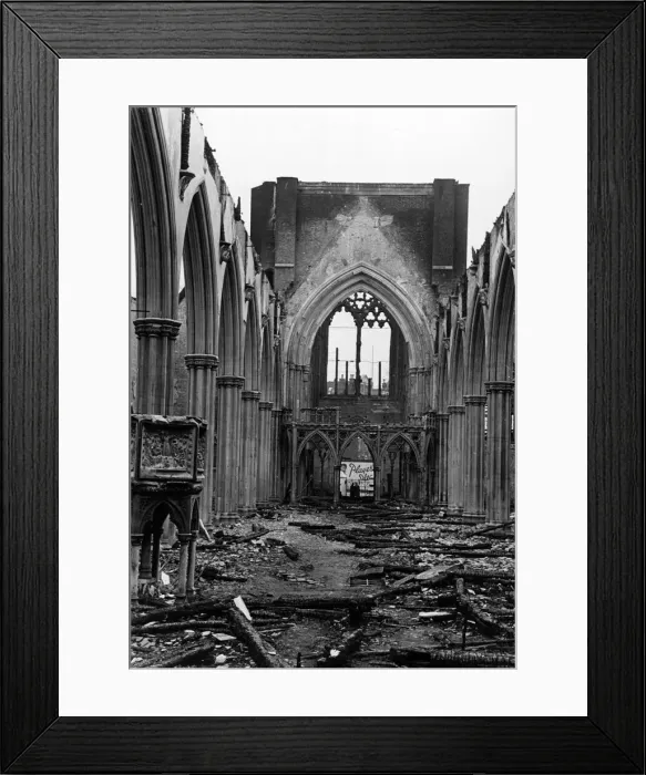 Framed Print : St Georges Cathedral, Southwark, following a Nazi raid on the night of 16th -17th Framed Print : St Georges Cathedral, Southwark, following a Nazi raid on the night of 16th -17th