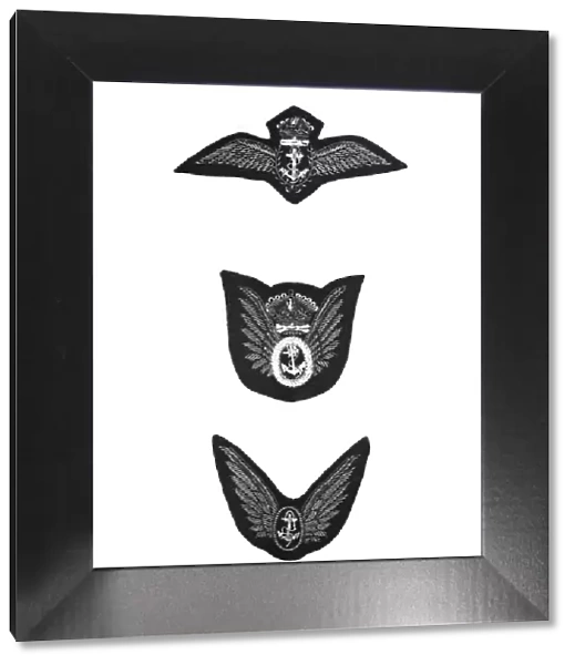 The flying insignia of the British Fleet Air Arm showing (top to bottom) 1, Pilots wings