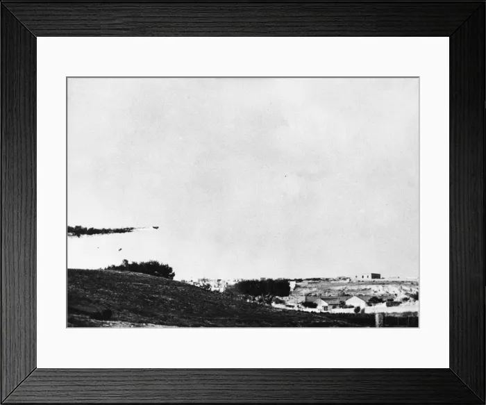 Framed Print : On Crete, the German bombing of the Heraklion aerodrome, near Candia Framed Print : On Crete, the German bombing of the Heraklion aerodrome, near Candia