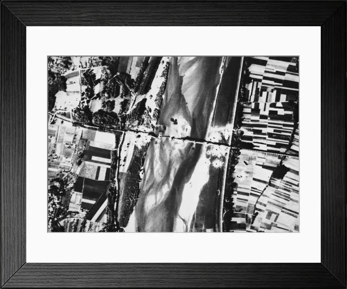 Framed Print : Three spans of the bridge at St. Blois Denis in Northern France Lie twisted in the water