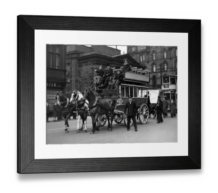 Framed Print : May Day and Victory Parade in Manchester. A corporation horse drawn coach was in