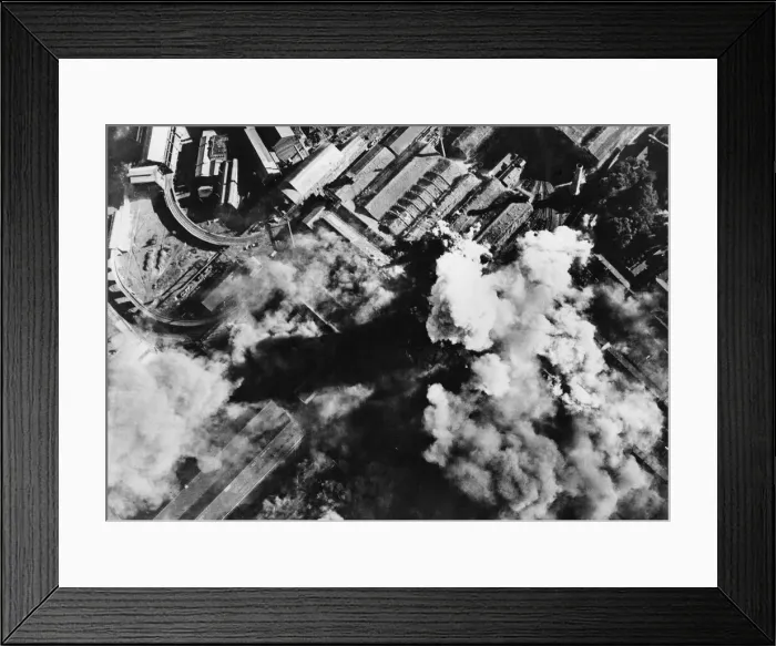 Framed Print : R. A. F. Bostons Attack Steelworks at Denain. This photo was taken during Framed Print : R. A. F. Bostons Attack Steelworks at Denain. This photo was taken during