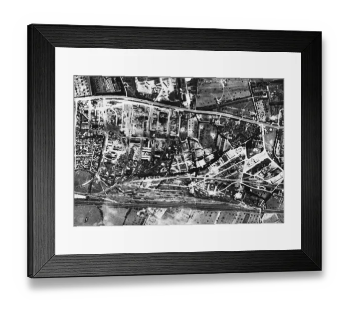 Framed Print : Bostons attack Naval stores at Rennes. A reconnaissance photo of the target Framed Print : Bostons attack Naval stores at Rennes. A reconnaissance photo of the target