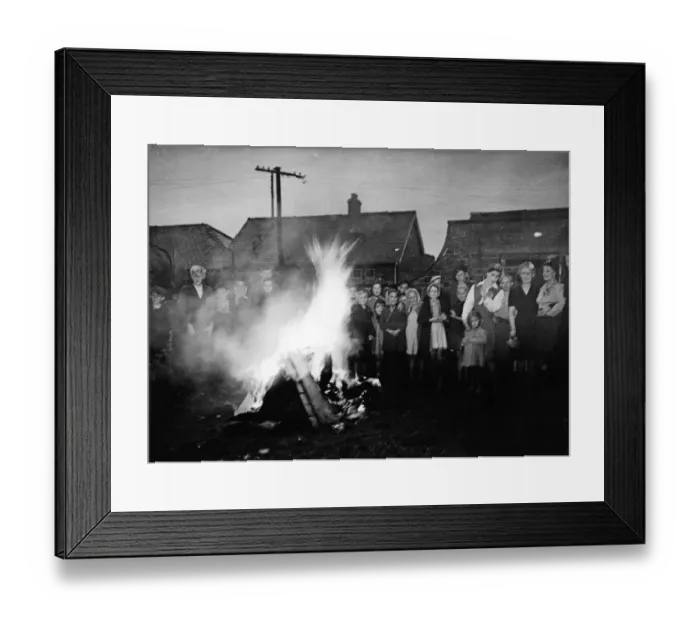 Framed Print : Round the victory bonfire at Sproatley, East Yorkshire. 8th May 1945 Framed Print : Round the victory bonfire at Sproatley, East Yorkshire. 8th May 1945