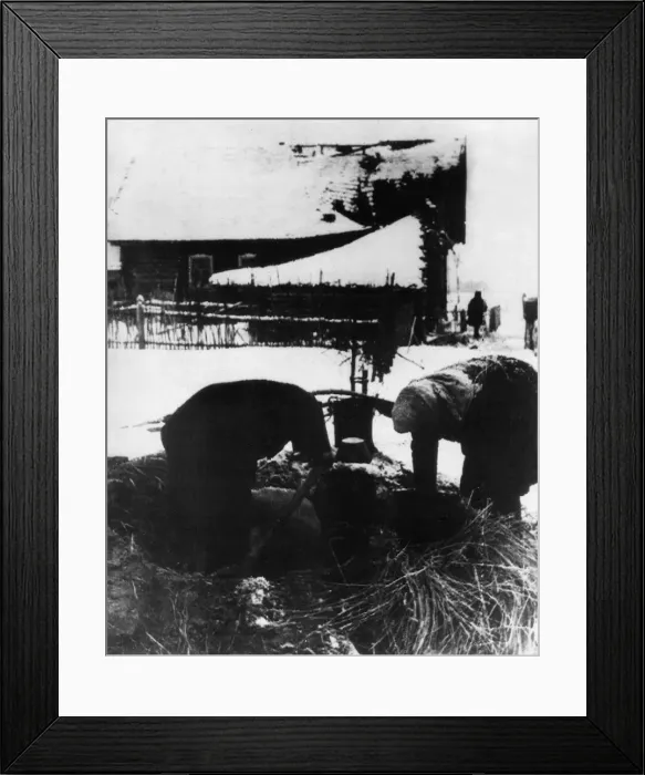 Framed Print : Picture shows: In a Soviet village, recently liberated by the advancing Red Army during