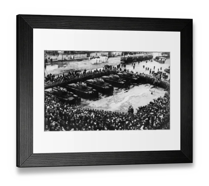 Framed Print : Presentation ceremony in the Soviet Union. Tanks bought with contributions of money