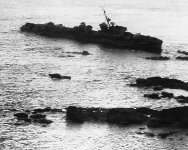 Liberation of Europe: German Destroyer Aground off Ile De Batz