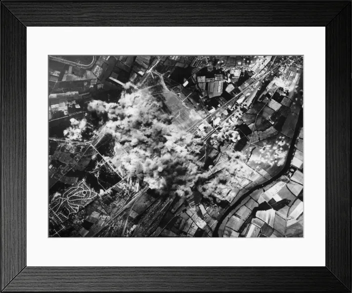 Framed Print : Aero Engine Factory Supplying Luftwaffe Blitzed By U. S. Fortresses Framed Print : Aero Engine Factory Supplying Luftwaffe Blitzed By U. S. Fortresses