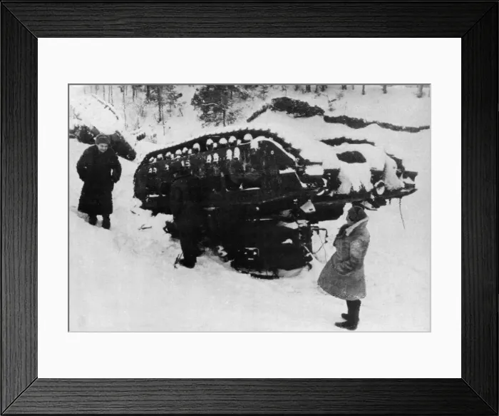 Framed Print : Picture shows: German tanks damaged by Soviet shells, one completely overturned during