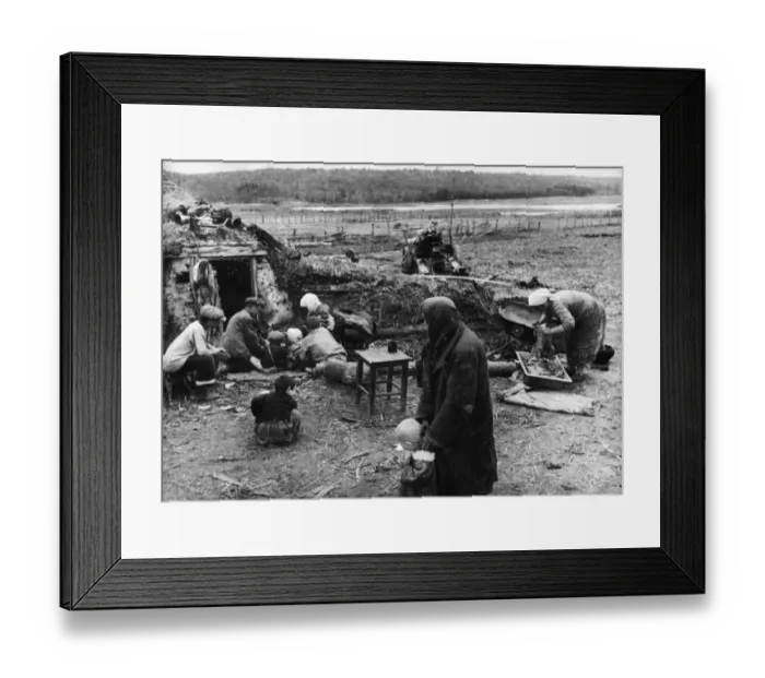 Framed Print : Russian collective farmers who were driven out of their homes by the invading German army Framed Print : Russian collective farmers who were driven out of their homes by the invading German army
