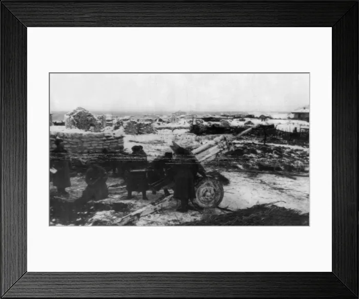 Framed Print : A Soviet Red Army battery gun crew in combat action against the German army north west of