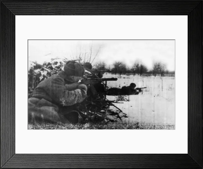 Framed Print : Machine gunners of the Soviet Red Army driving off a German counter attack Framed Print : Machine gunners of the Soviet Red Army driving off a German counter attack