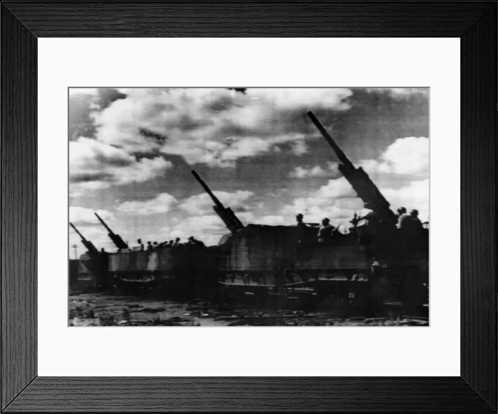 Framed Print : An anti aircraft armoured train of the Soviet Red Army which has taken a heavy toll Framed Print : An anti aircraft armoured train of the Soviet Red Army which has taken a heavy toll