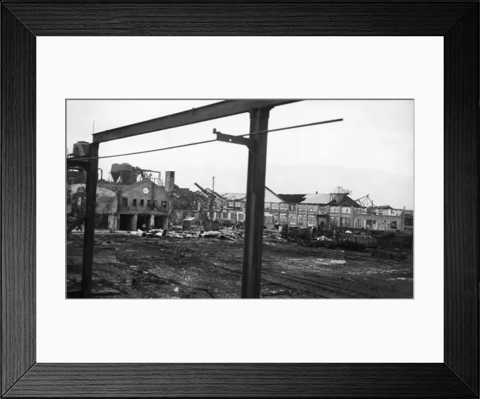 Framed Print : View of Hollis Brothers factory in Hull which was bombed during the blitz of the city in Framed Print : View of Hollis Brothers factory in Hull which was bombed during the blitz of the city in