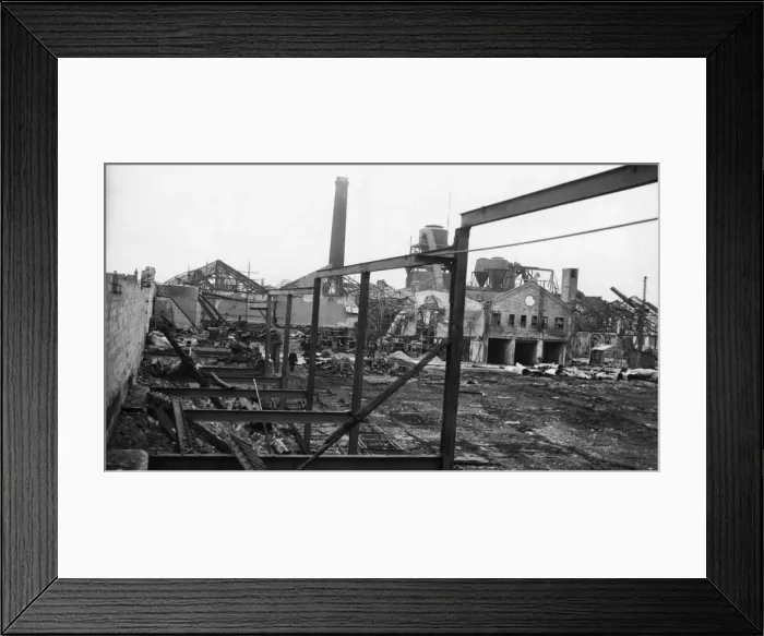 Framed Print : View of Hollis Brothers factory in Hull which was bombed during the blitz of the city in Framed Print : View of Hollis Brothers factory in Hull which was bombed during the blitz of the city in