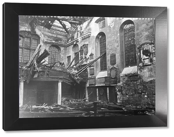 Saint Vedast Church in the city of London, after it was bombed by Germany in The Blitz of