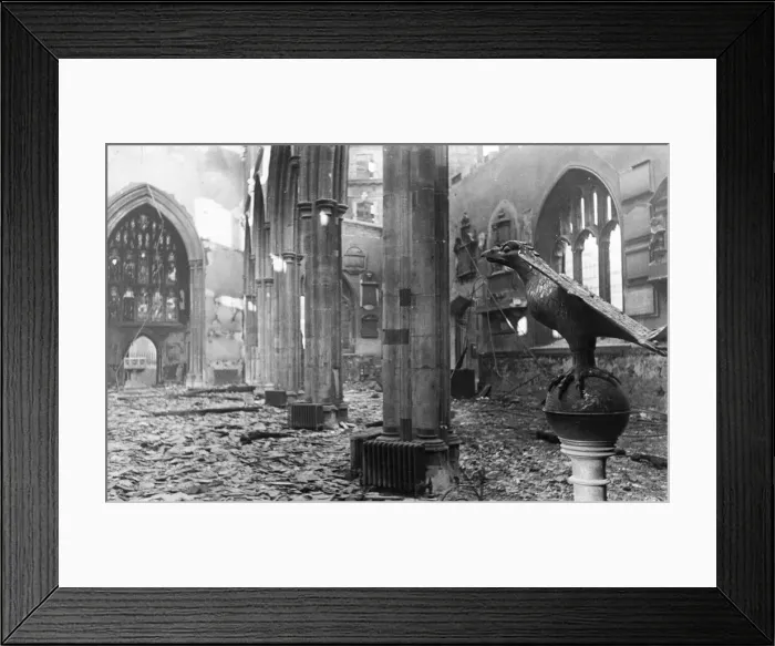 Framed Print : A church in London - un named - decimated in the Blitz of World War Two