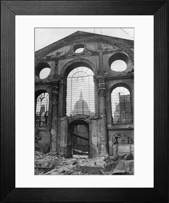 Framed Print : Bow Church, Cheapside, Central London, after it was bombed in The Blitz on 10th May 1941 Framed Print : Bow Church, Cheapside, Central London, after it was bombed in The Blitz on 10th May 1941