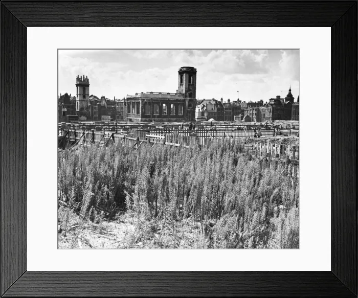 Framed Print : Watling Street, London in 1943. It is possible the church far left is St Augustine Framed Print : Watling Street, London in 1943. It is possible the church far left is St Augustine