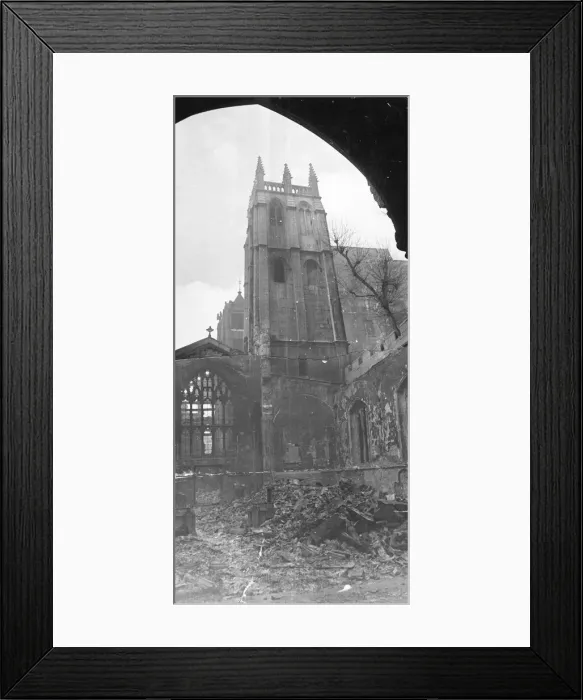 Framed Print : St Albans Church, Wood Street, Central London. Picture taken after it was bombed in Framed Print : St Albans Church, Wood Street, Central London. Picture taken after it was bombed in