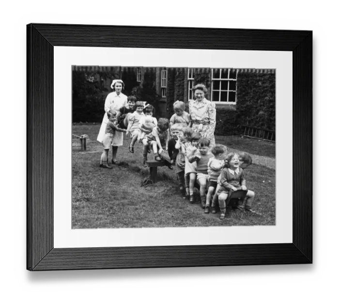 Framed Print : Babies and toddlers saved from The Blitz. *** note to editors - caption Framed Print : Babies and toddlers saved from The Blitz. *** note to editors - caption