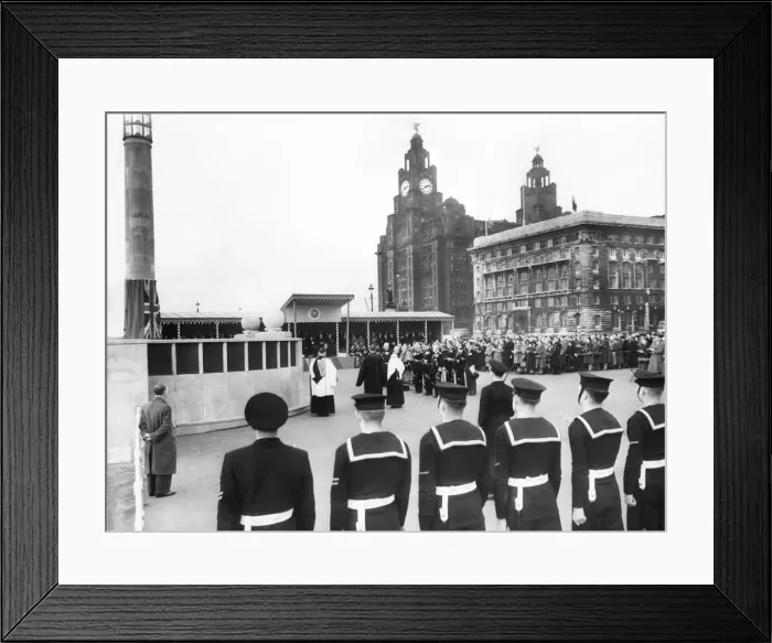 Framed Print : A service in peacetime, at Liverpool Pier Head, Merseyside Framed Print : A service in peacetime, at Liverpool Pier Head, Merseyside