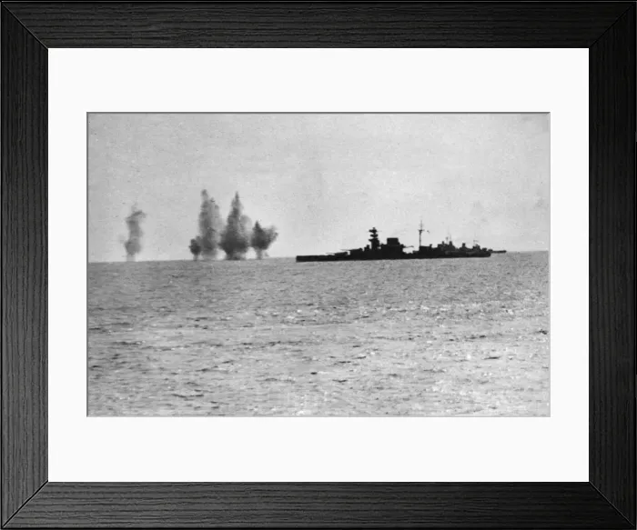 Framed Print : The enemy attacking gate convoy of British Ships in The Mediterranean sea Framed Print : The enemy attacking gate convoy of British Ships in The Mediterranean sea