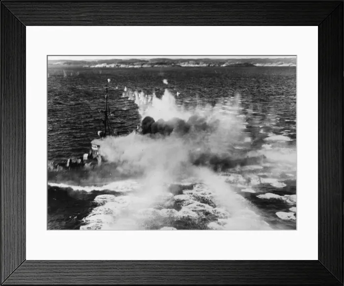 Framed Print : An enemy naval force of four large-sized minesweepers moving up the Norwegian Coast was Framed Print : An enemy naval force of four large-sized minesweepers moving up the Norwegian Coast was