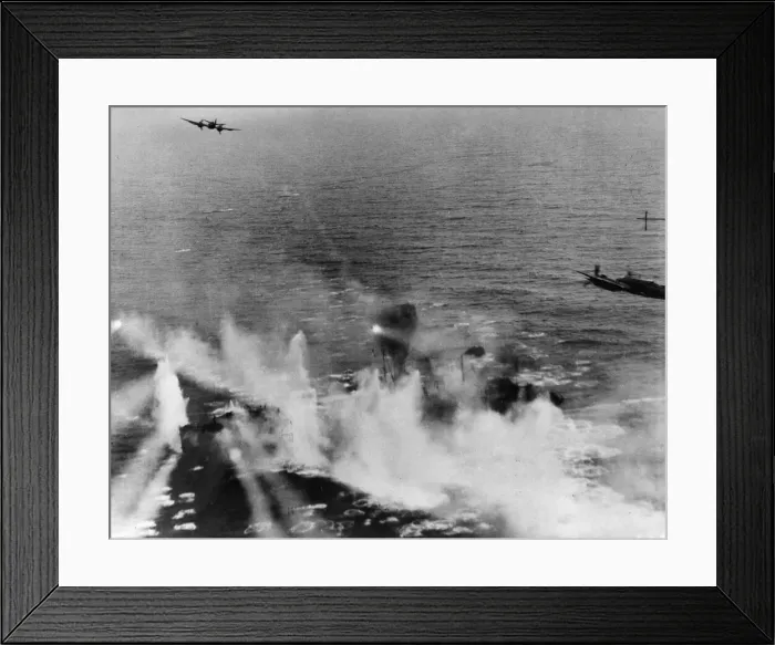 Framed Print : RAF Coastal Command Beaufighters attack three enemy merchant vessels in the waters of