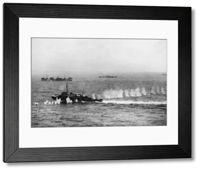 Framed Print : Photograph recording a phase in a successful torpedo attack by Beaufighters of RAF
