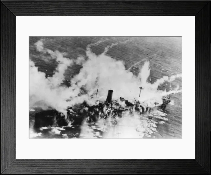 Framed Print : Two heavily armed German escort vessels lying at anchor off Royan at the mouth of Framed Print : Two heavily armed German escort vessels lying at anchor off Royan at the mouth of