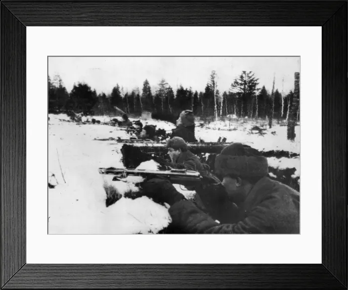 Framed Print : Soldiers of the Soviet Red Army in action in the front line east of Velikiye Luki