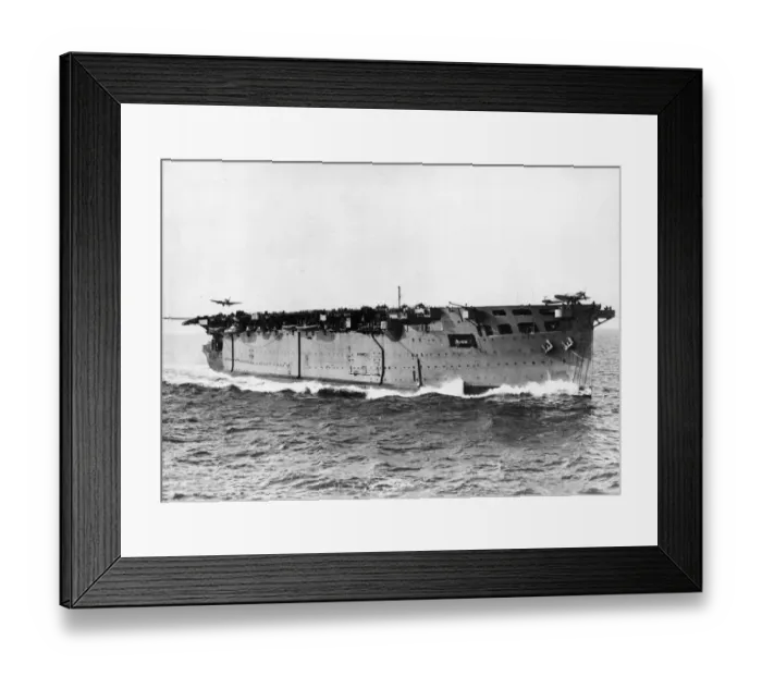 Framed Print : Royal Navy aircraft carrier HMS Argus at sea off the North African coast during