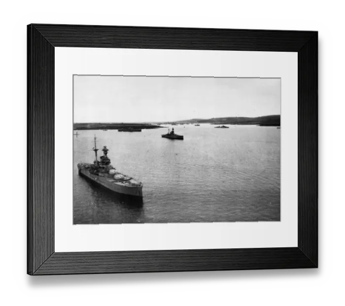Framed Print : Aerial picture taken at Scapa in July 1940 of secret Fleet Tenders - merchant ships