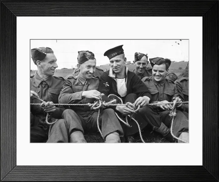Framed Print : Members of the Army and Navy in World War Two, tie various knots in rope Framed Print : Members of the Army and Navy in World War Two, tie various knots in rope