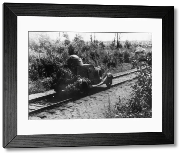 Framed Print : A Soviet Red Army armoured trolly setting out on a reconnaissance during the battle Framed Print : A Soviet Red Army armoured trolly setting out on a reconnaissance during the battle