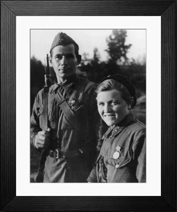 Framed Print : Soviet patriots of the Red Army Vassilli Kuzyarin and his sister Alexandre Framed Print : Soviet patriots of the Red Army Vassilli Kuzyarin and his sister Alexandre