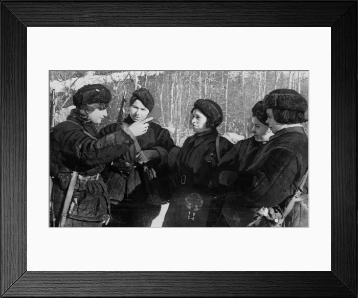 Framed Print : A big meeting took place in Moscow on May I0th, representative of Russian women fighters