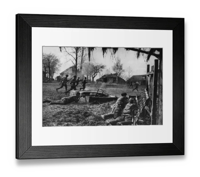 Framed Print : Scene during a fierce battle between the Soviet Red Army Framed Print : Scene during a fierce battle between the Soviet Red Army
