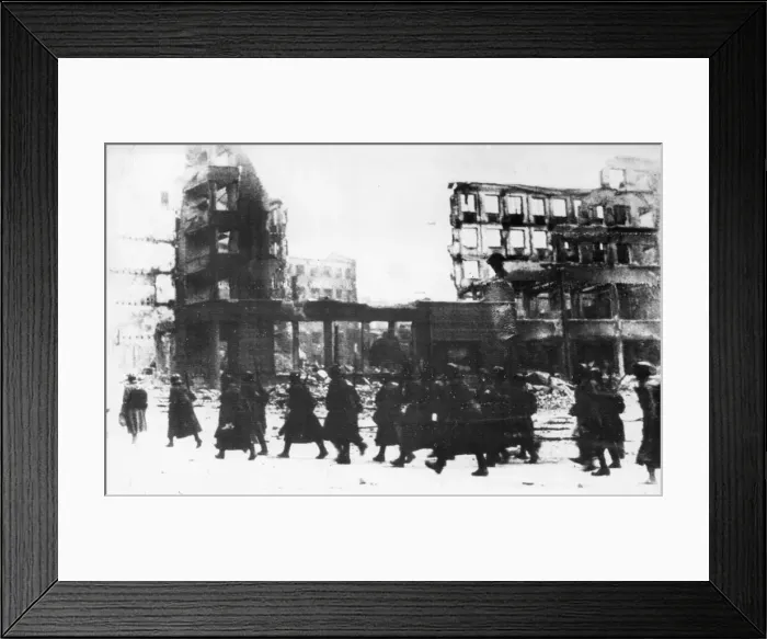 Framed Print : Soldiers of the Soviet Red Army walking through the streets of battered Stalingrad during Framed Print : Soldiers of the Soviet Red Army walking through the streets of battered Stalingrad during