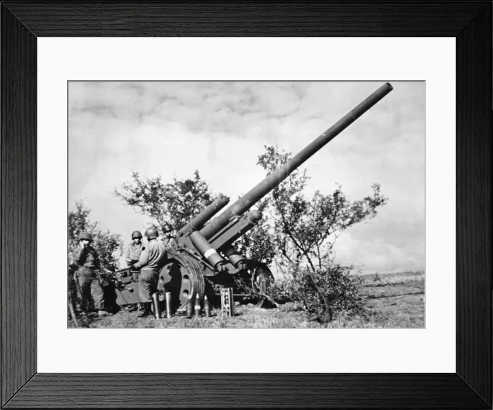 Framed Print : Captured German field artillery Holding shell is Private Michael Malecalva Framed Print : Captured German field artillery Holding shell is Private Michael Malecalva