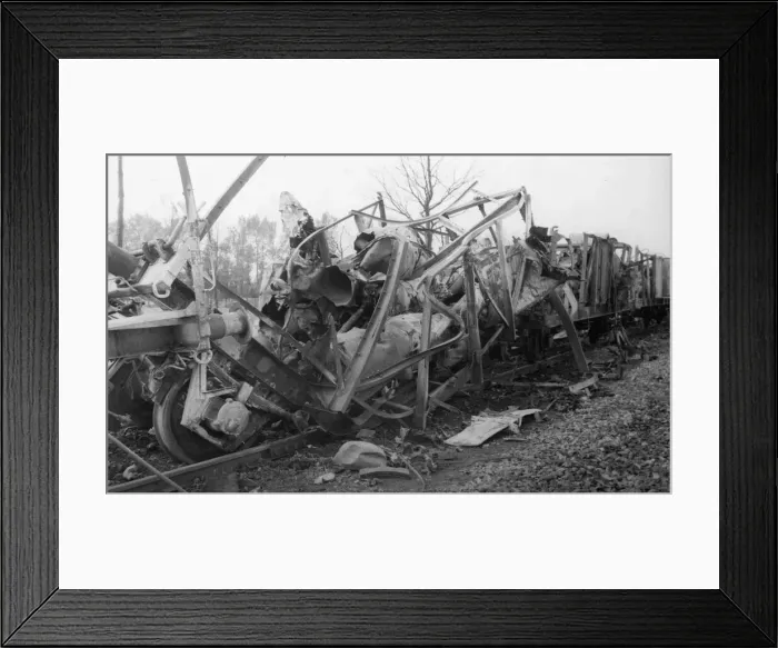 Framed Print : A train-load of 120 flying bombs intended for London was attacked end destroyed by RAF Framed Print : A train-load of 120 flying bombs intended for London was attacked end destroyed by RAF