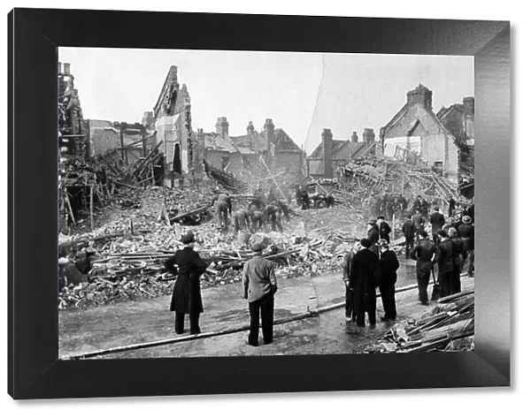 Recent V bomb attack at Farrant Avenue, Lordship Lane Wood Green, on 3rd March 1945