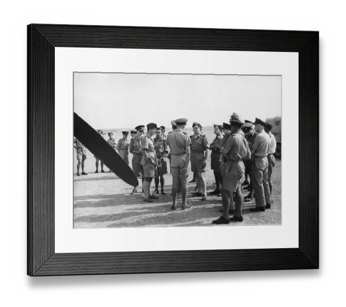 Framed Print : Correspondents talking to W / Cdr. H. Law-Wright (centre). 14th October 1943 Framed Print : Correspondents talking to W / Cdr. H. Law-Wright (centre). 14th October 1943