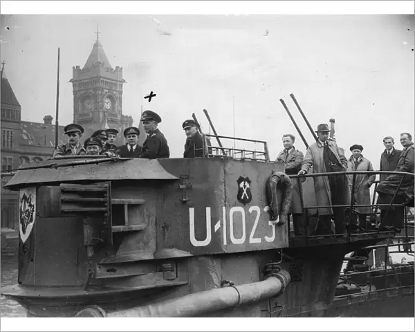 German submarine seen in Cardiff, just after the end of the War in Europe
