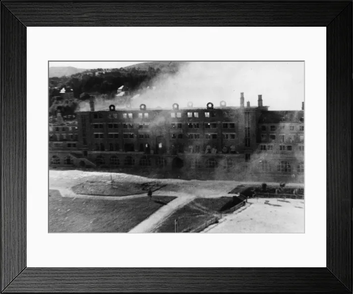 Framed Print : An attack made by Mosquito fighters of the RAF Second Tactical Air Force on a school
