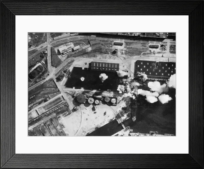 Framed Print : Bombers of the RAF carried out a daylight attack on Le Havre in enemy occupied Northern Framed Print : Bombers of the RAF carried out a daylight attack on Le Havre in enemy occupied Northern