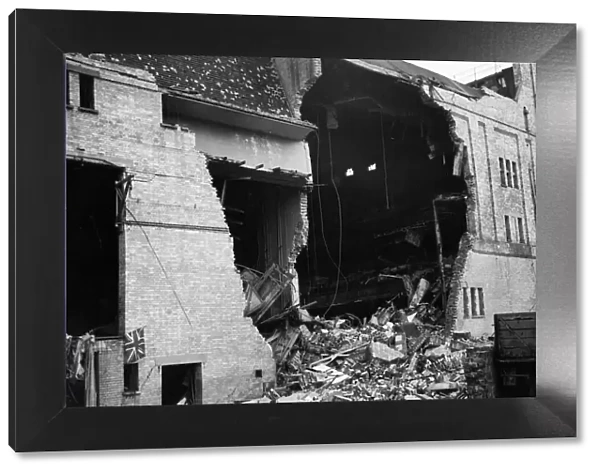 Damage cause by a flying bomb to a theatre in Streatham Hill, London. 3rd July 1944