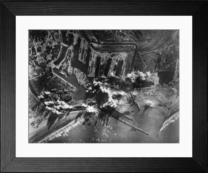 Framed Print : Raid on the German occupied French port of Dunkirk in Northern France by Liberator