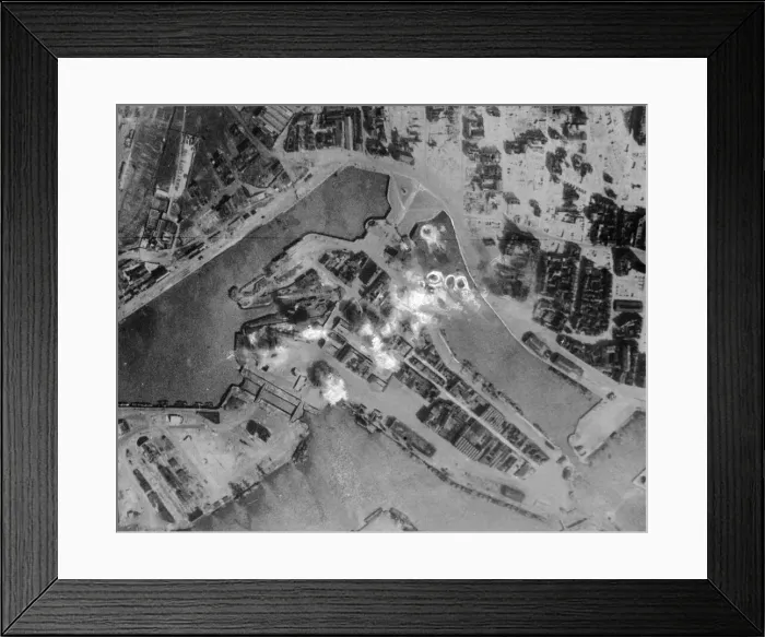 Framed Print : In this daylight attack on the docks at Dunkirk, occupied Northern France Framed Print : In this daylight attack on the docks at Dunkirk, occupied Northern France